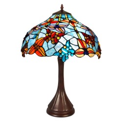 Light blue table lamp with flowers and butterflies